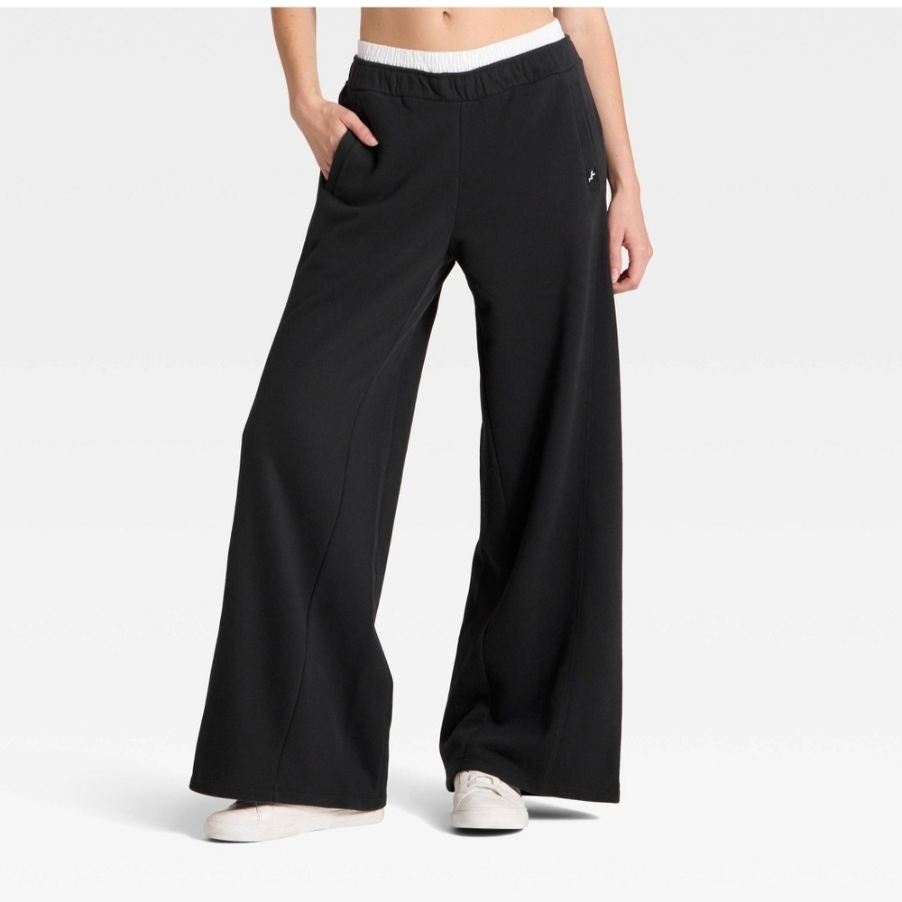 Women's French Terry Wide Leg Sweatpants JoyLab' Black